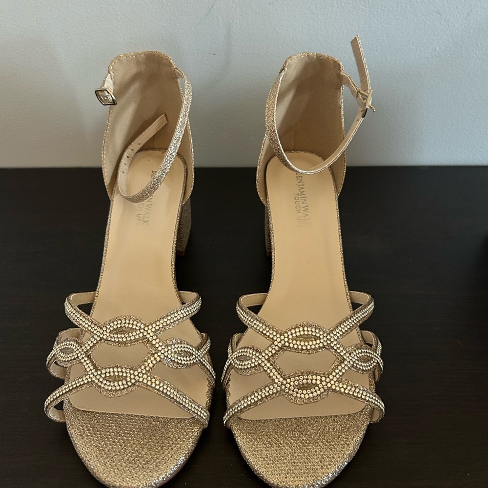 Touch Ups Tan Heels with Crystal Detailing